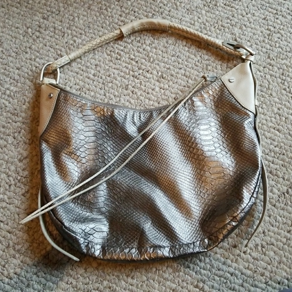 Alexis Hudson snakeskin embossed silver hobo